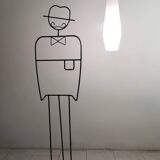 Large Vintage White Encased Glass and Brass Pendant by Stilnovo, Italy