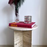 Travertine side table round travertine bedside table
