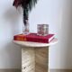 Table d’appoint en travertin table de chevet ronde travertin