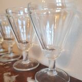Set of 5 old bistro stemmed glasses, in solid glass, aperitif, digestive, verrine...