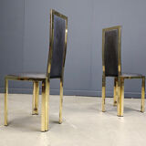 Vintage French brass dining chairs, set of 6 - 1970s