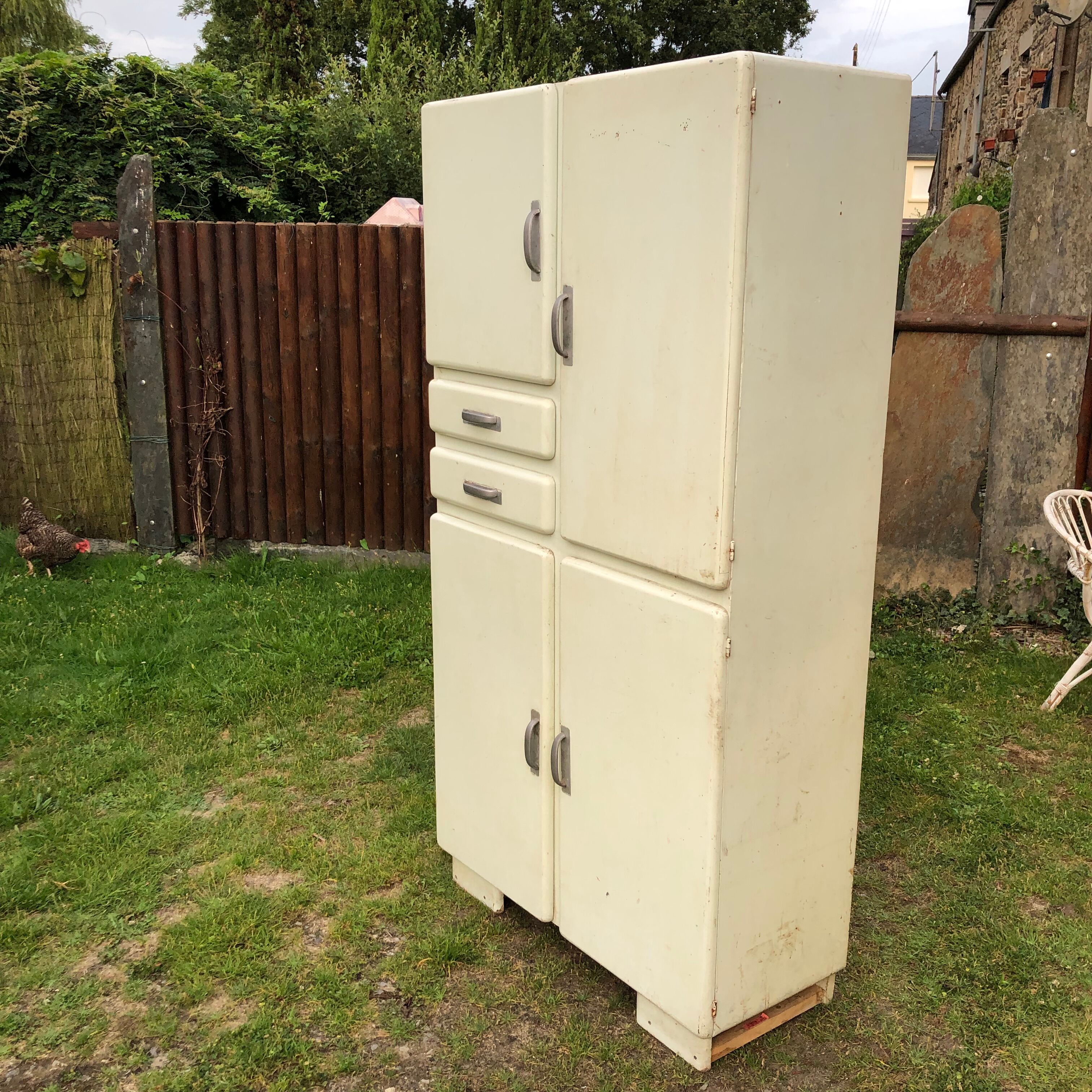 Vintage Mado sideboard with 4 doors and 2 drawers in beige lacquered plywood