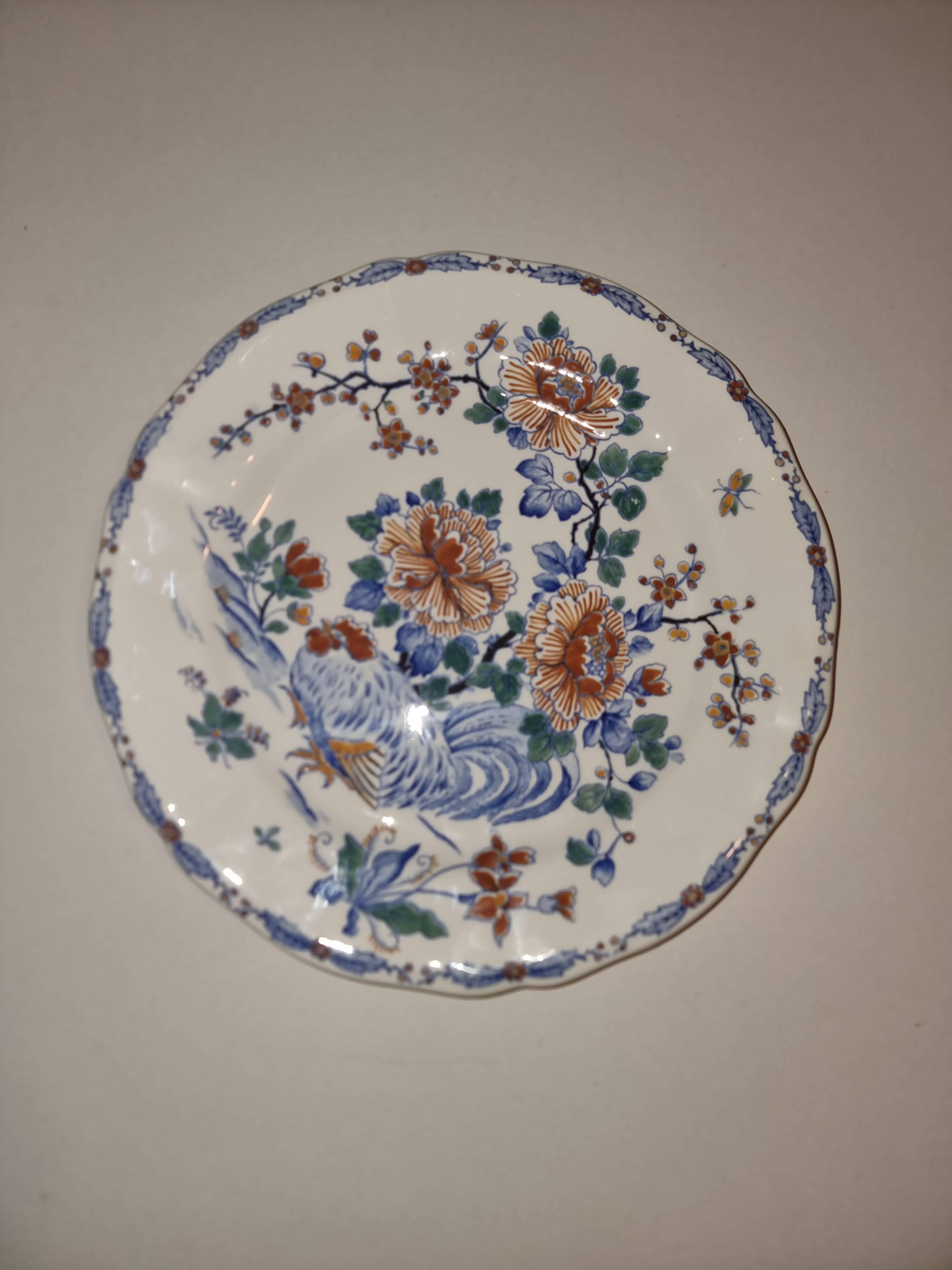 Gien rooster and peony plate