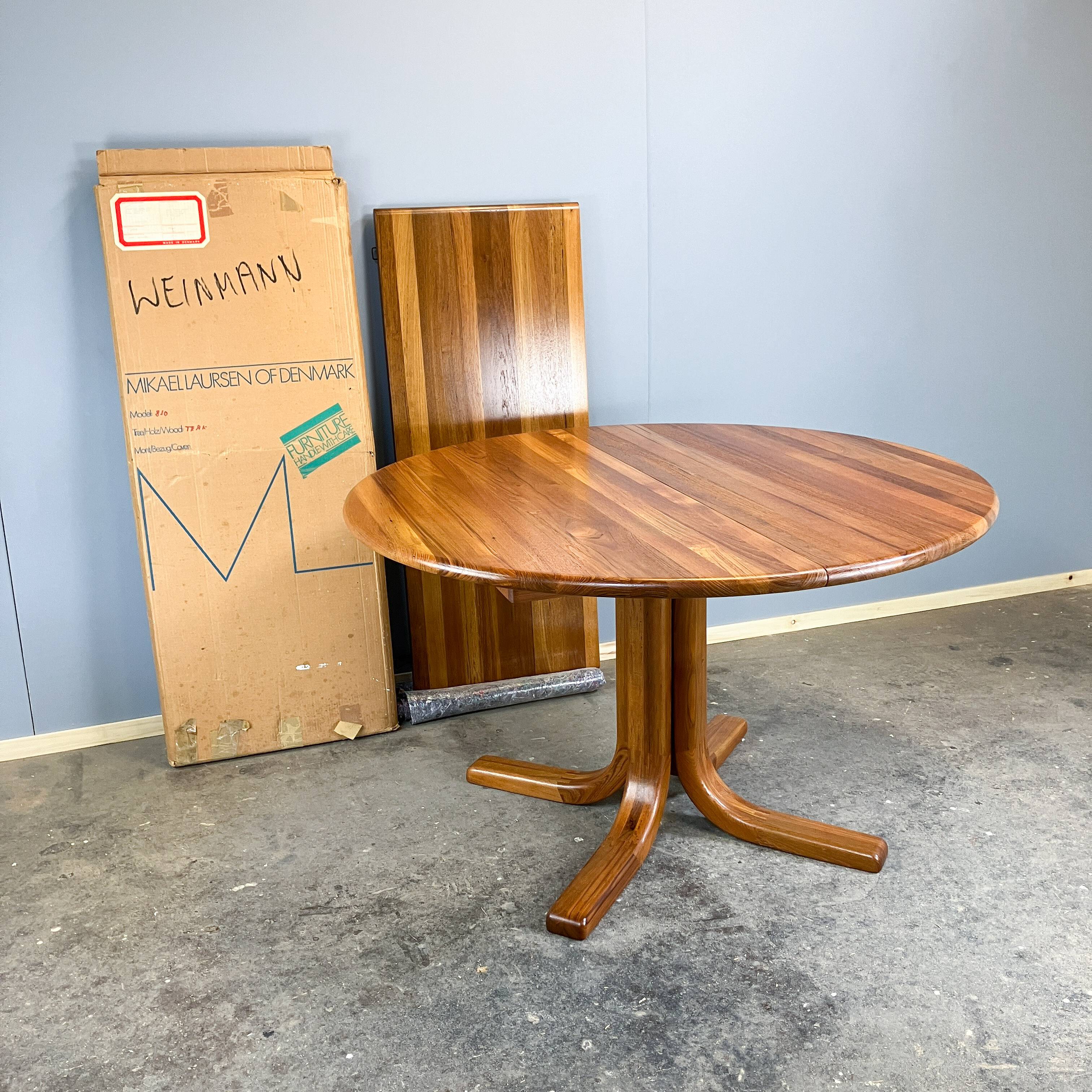 Extendable dining table by Mikael Laursen, solid teak, 1960s