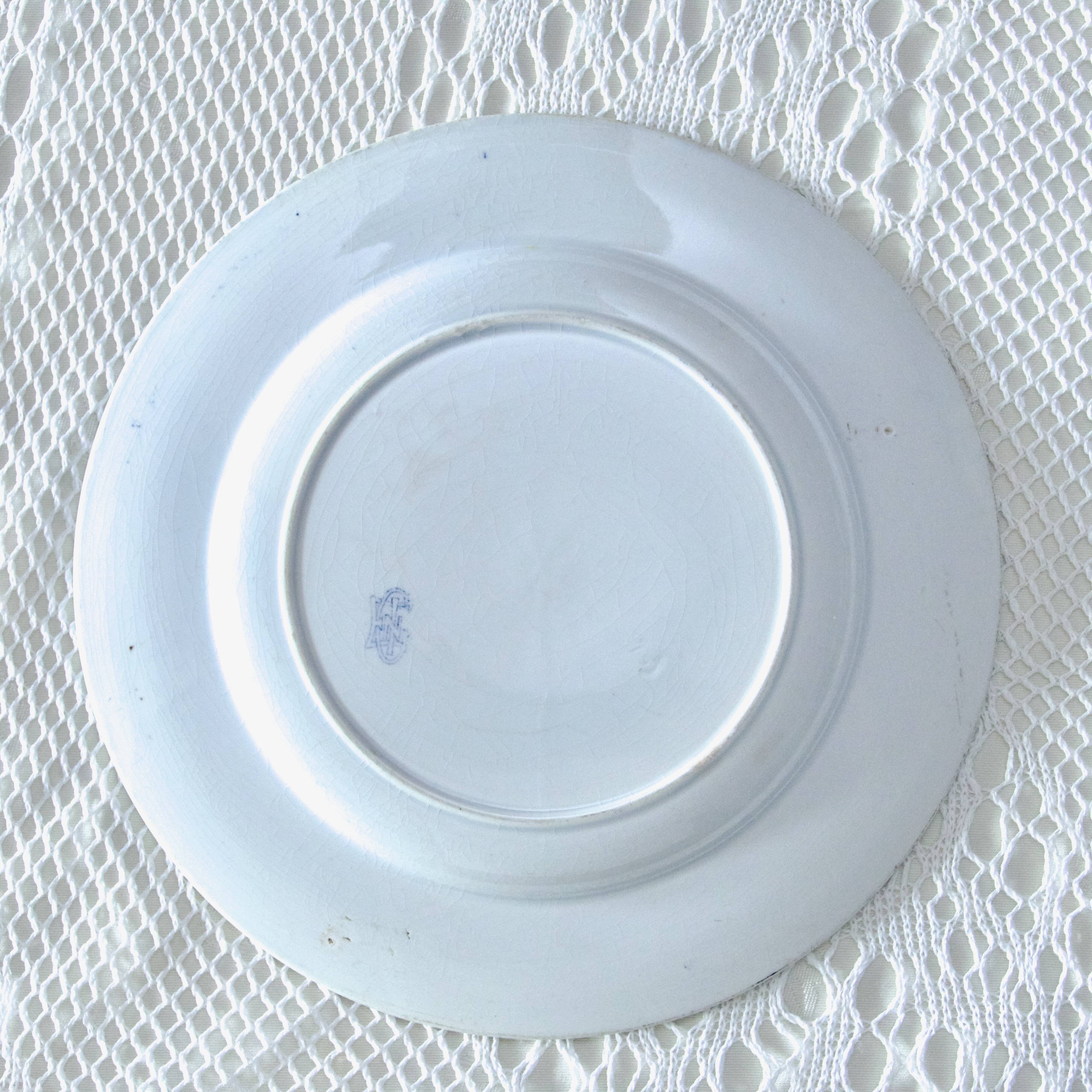 19th century plates Gien iron earth collection with Japanese birds