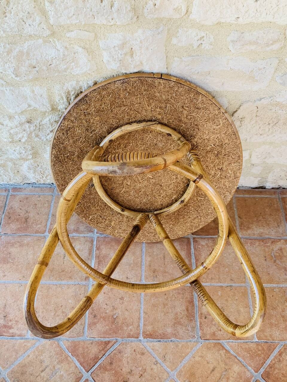 Table d'appoint en bambou et rotin circa 60's