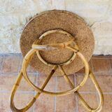 Bamboo and rattan side table circa 60's