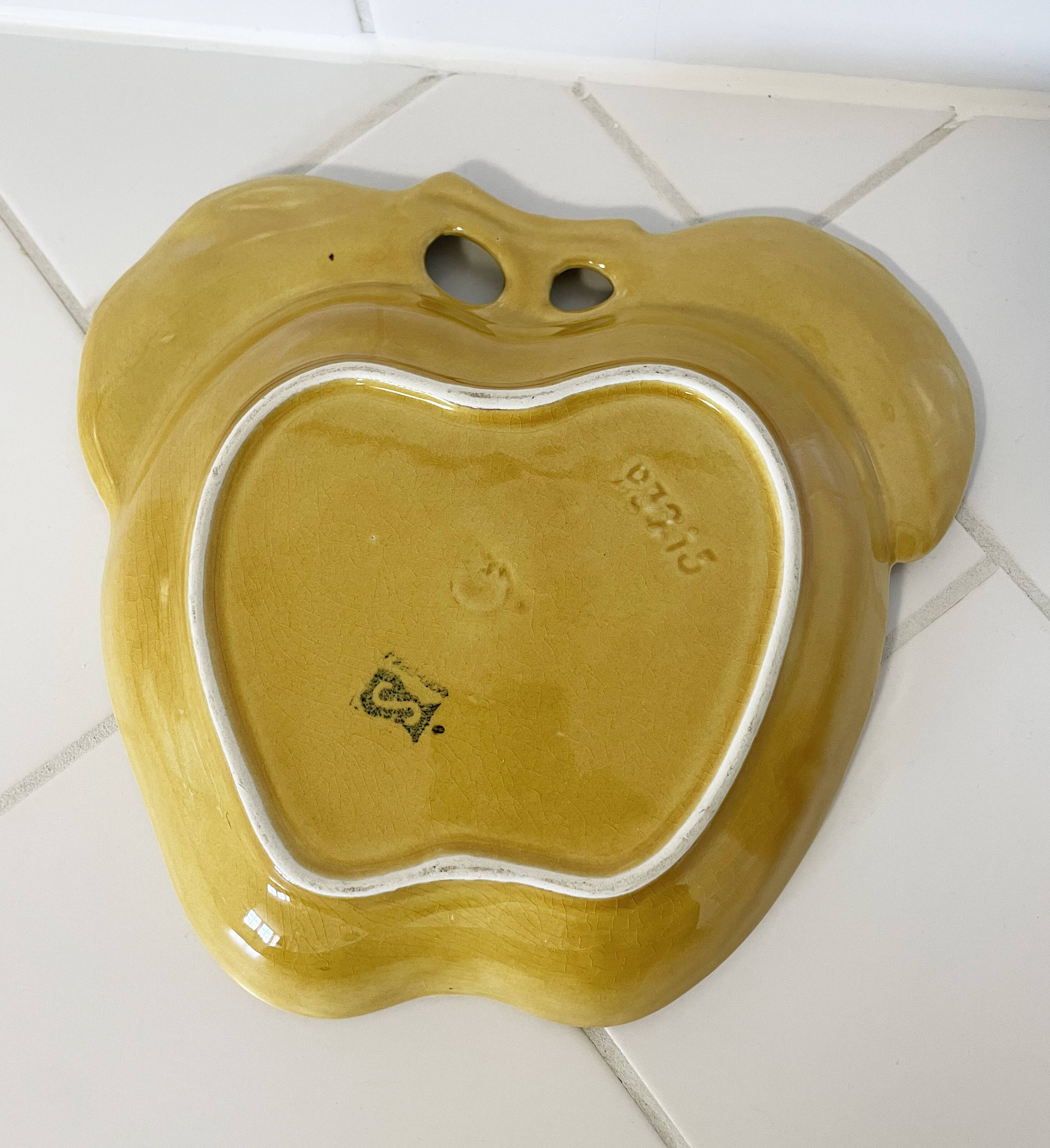 Vintage SECLA Majolica Tray in the Shape of an Apple, Made in Portugal
