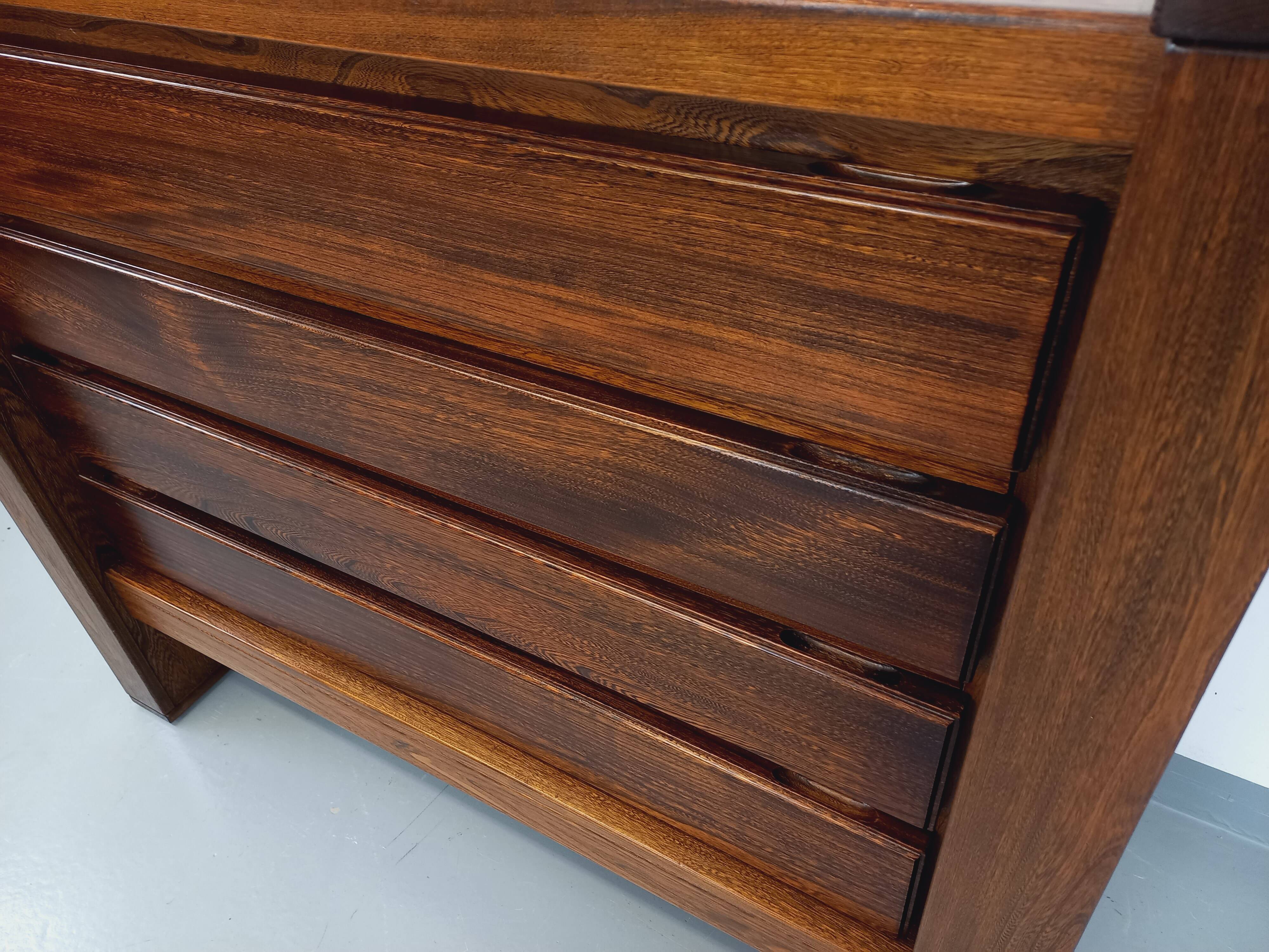 Vintage Maison Regain chest of drawers in solid elm from the 80s