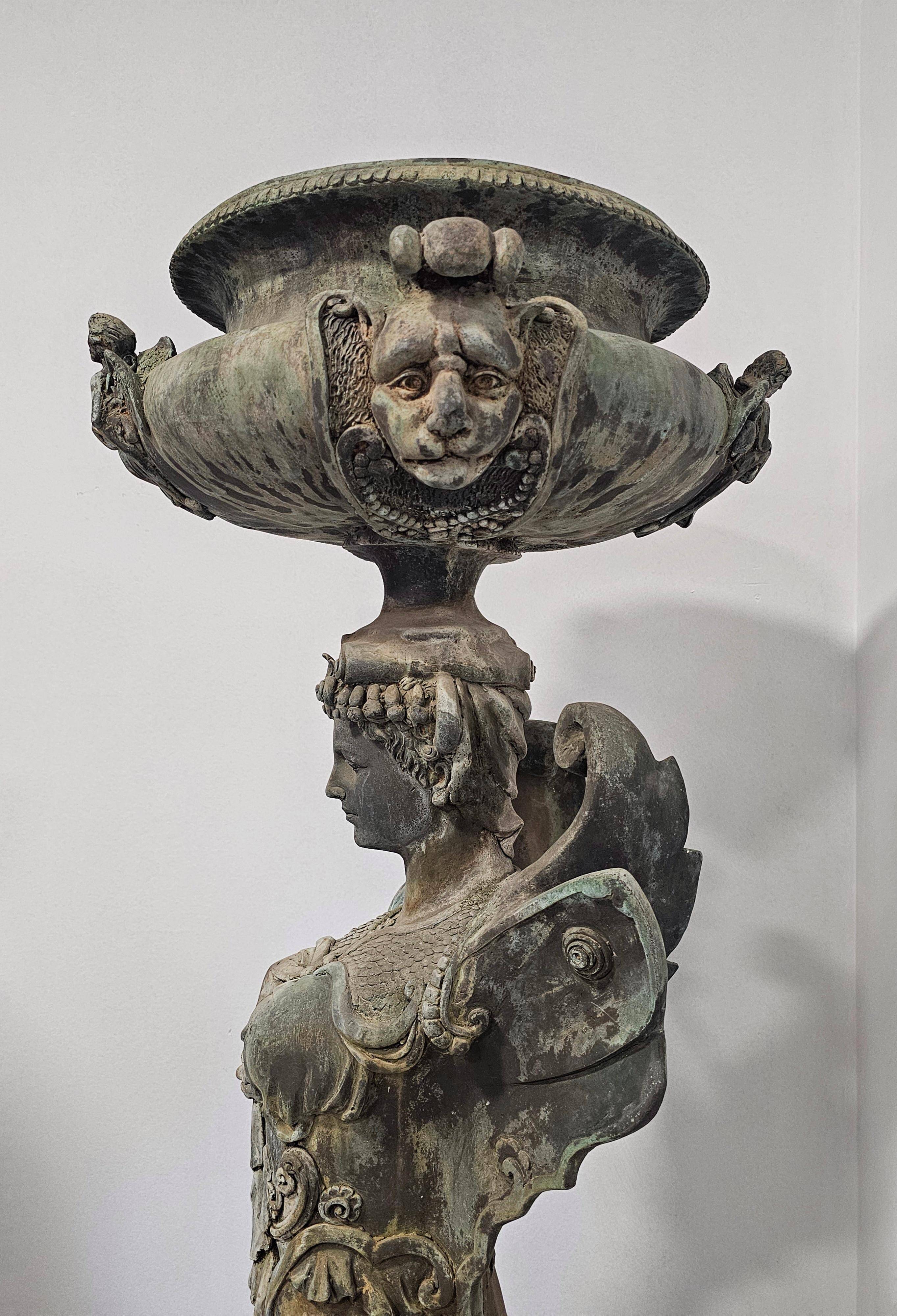 Empire style bronze jardinières, bronze and marble, 1805