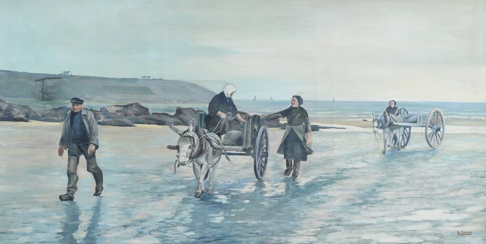 Large Painting “Les Goémoniers”, by A. Le Guen – 1969