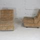 Pair of armchairs "Space Age", foam and velvet "honey", France, circa 1970