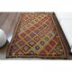 1970s Vintage Turkish Oushak Handmade Wool Cotton Red Area Rug 155x224