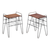 Tables d'appoint en teck vintage avec cadre en métal, Danemark, années 1960, ensemble de 2