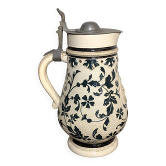 Pichet, Vase céramique beige et vert