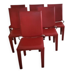 Chaises cuir rouge par