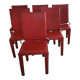 Red leather chairs by Arper