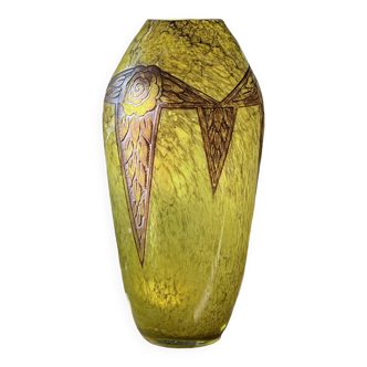 Glass vase signed Legras