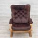 1970s, Scandinavian adjustable armchair, furniture leather, bentwood.