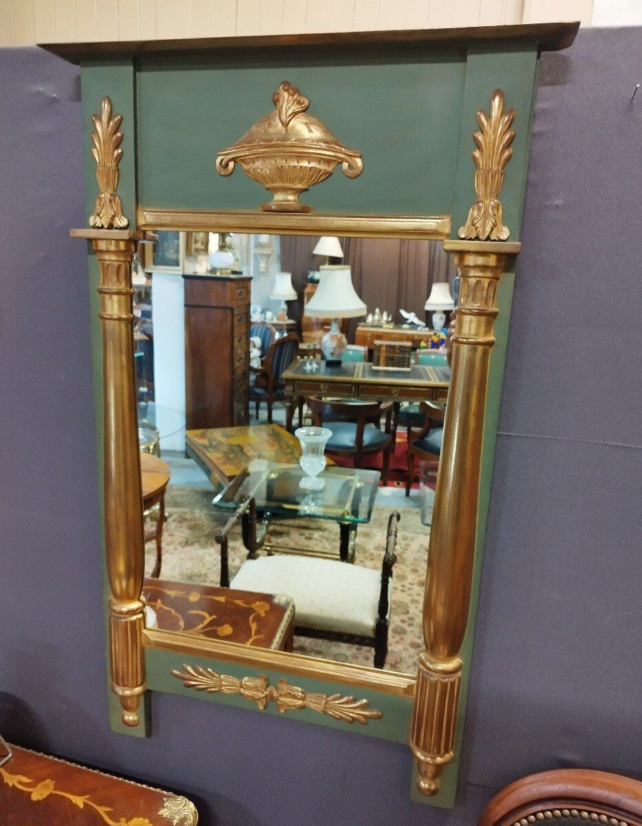 Empire style mirror with double patina