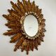 Old golden wooden sun mirror large size vintage 50s design