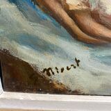Oil on canvas, maternity signed Nivert