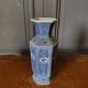 Pair of Japanese hexagonal blue background vases with cut sides DEC 739
