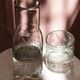 Carafe et verre en verre soufflé et gravé
