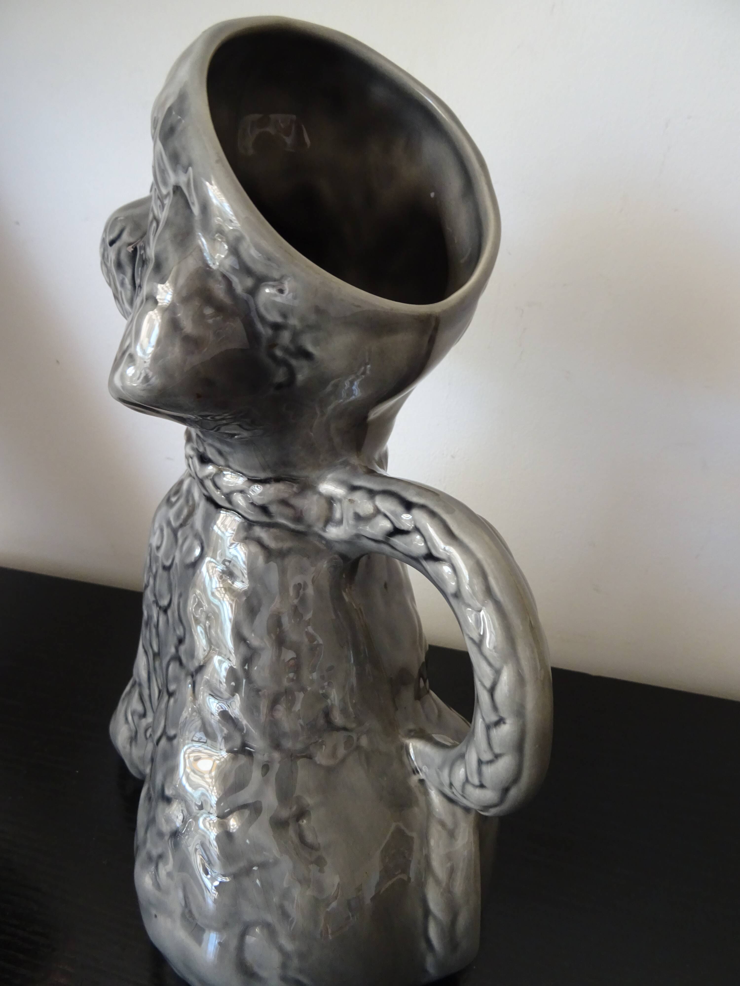 Ceramic carafe pitcher shaped dog poodle year 60/70