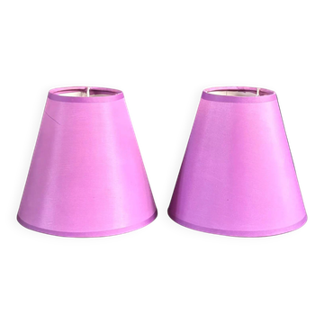 Pair of lilac satin lampshades