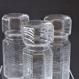 Set of 3 glass jars with old transparent lids in very good condition.