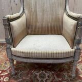 Fauteuil - Bergère de style Louis XVI avec signature