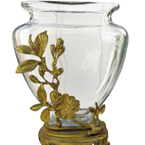 Crystal vase on gilded bronze frame signed E.Enot, art nouveau
