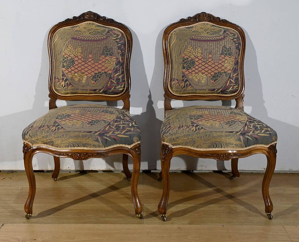 Louis XV style living room in walnut – 1920