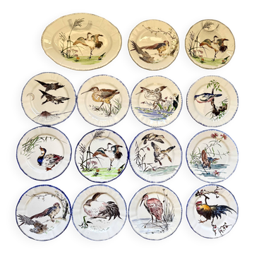Table service plates and dishes Gien model large birds