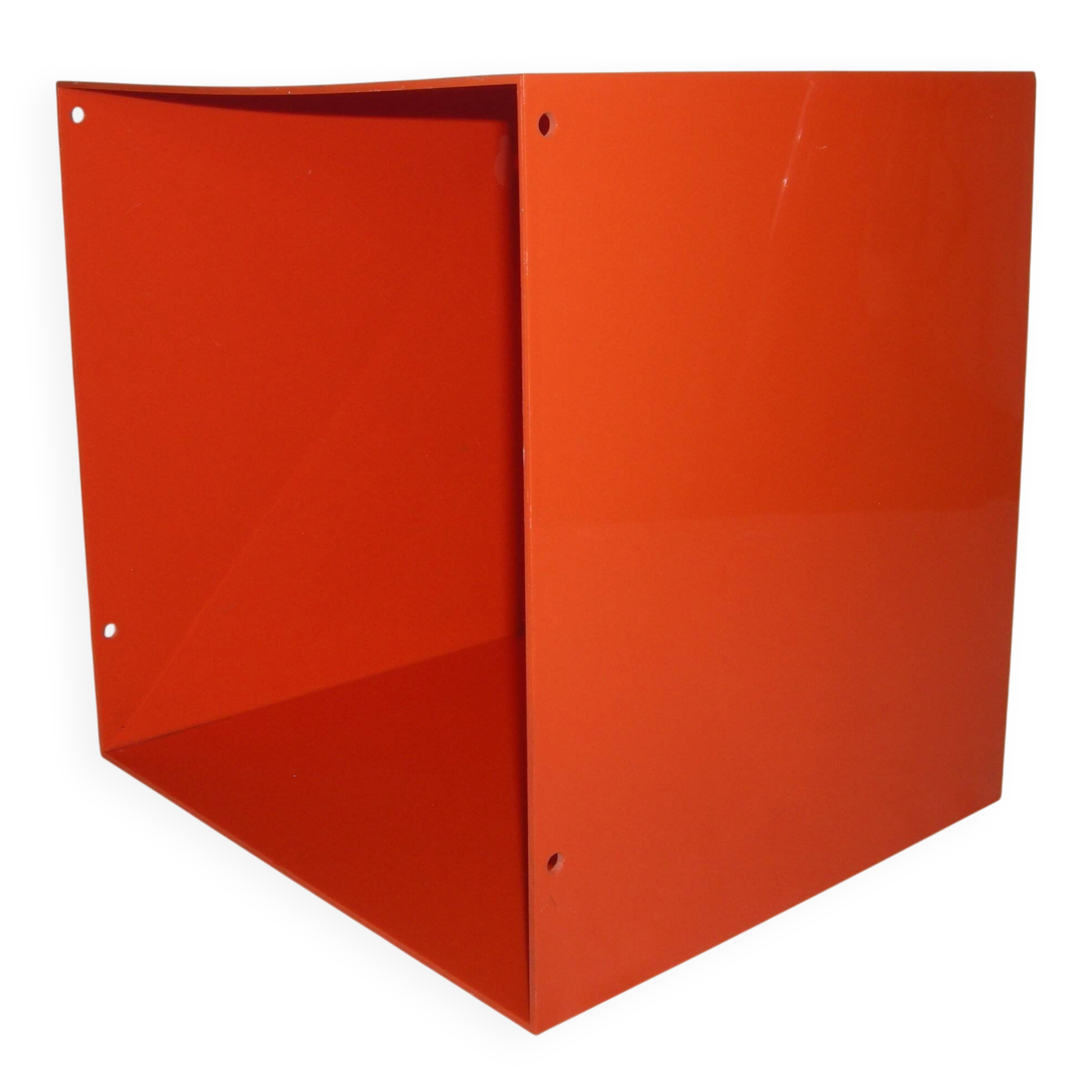 Orange cubic shelf from the 1970s.