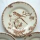 3 GIEN's Maroon Bird Dessert Plates, Provençal style with Hirondelle