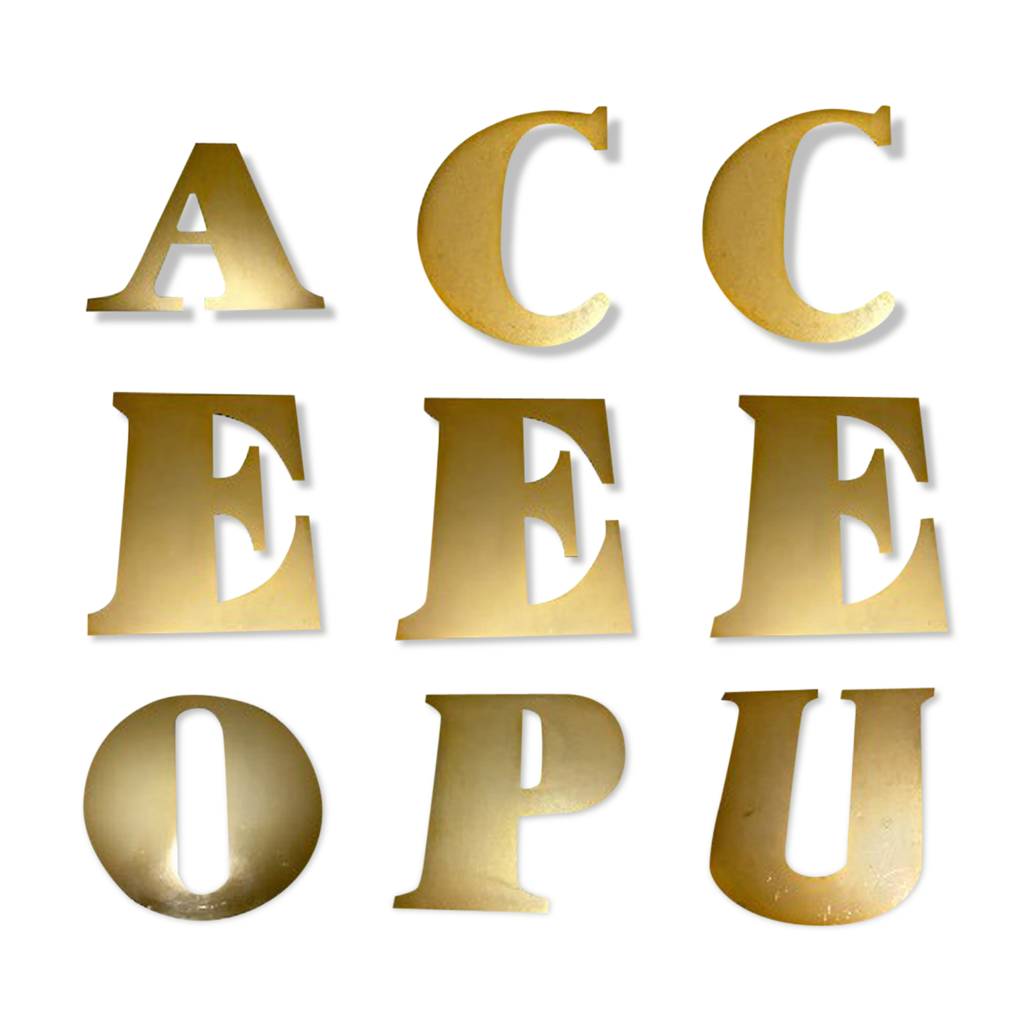 Set of golden vintage sign letters