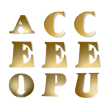 Set of golden vintage sign letters