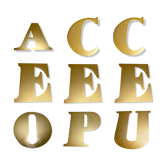 Set of golden vintage sign letters