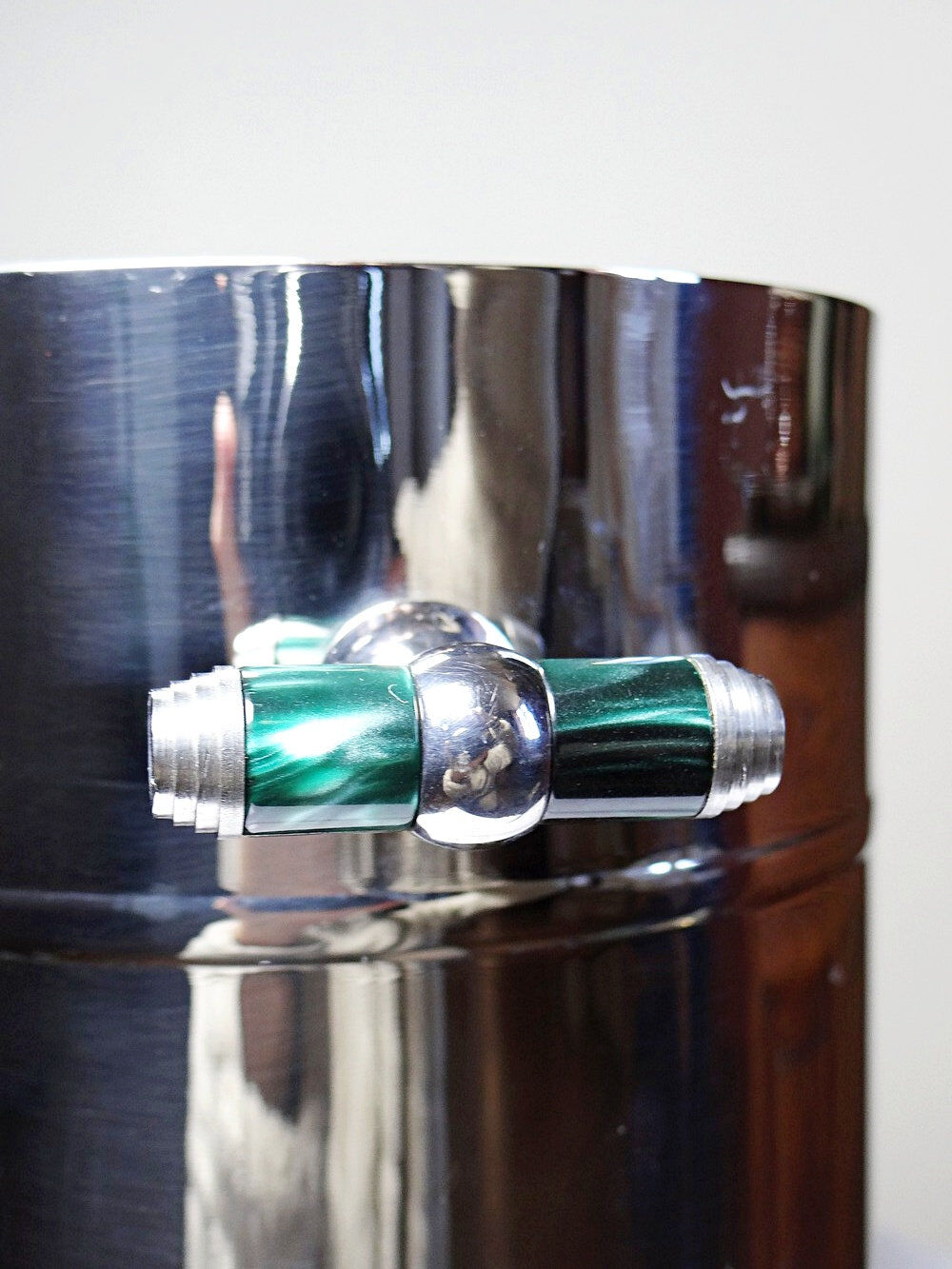Seau à champagne orfévrerie Jean Couzon en acier inoxydable 18/10, années 80-90