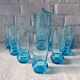 Orangeade set, pitcher and 7 vintage turquoise glasses