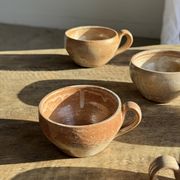 11 tasses à café vintage en grès mat brut