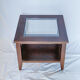 Table basse scandinave bois et verre carrée