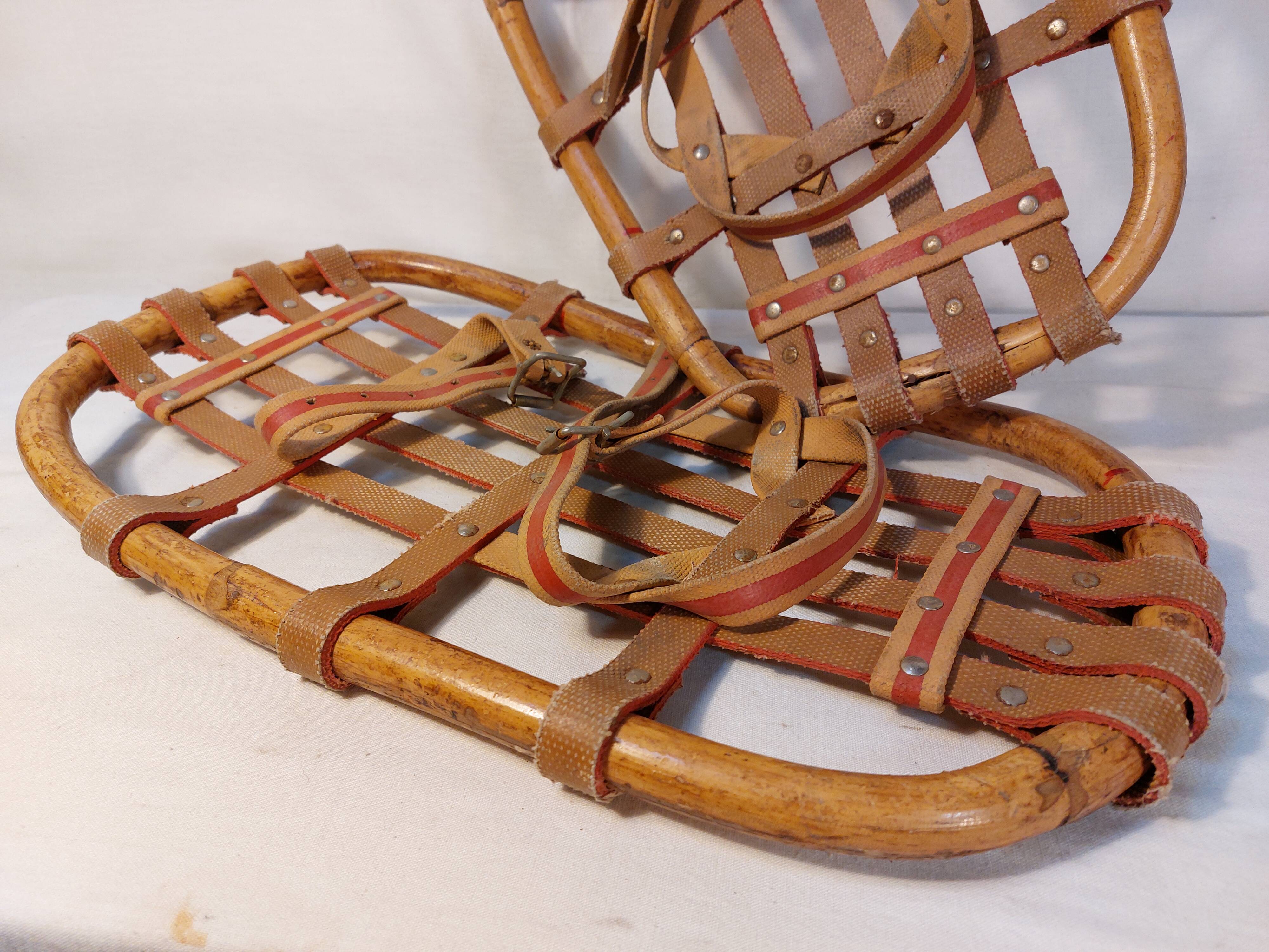 Pair of vintage bamboo snowshoes