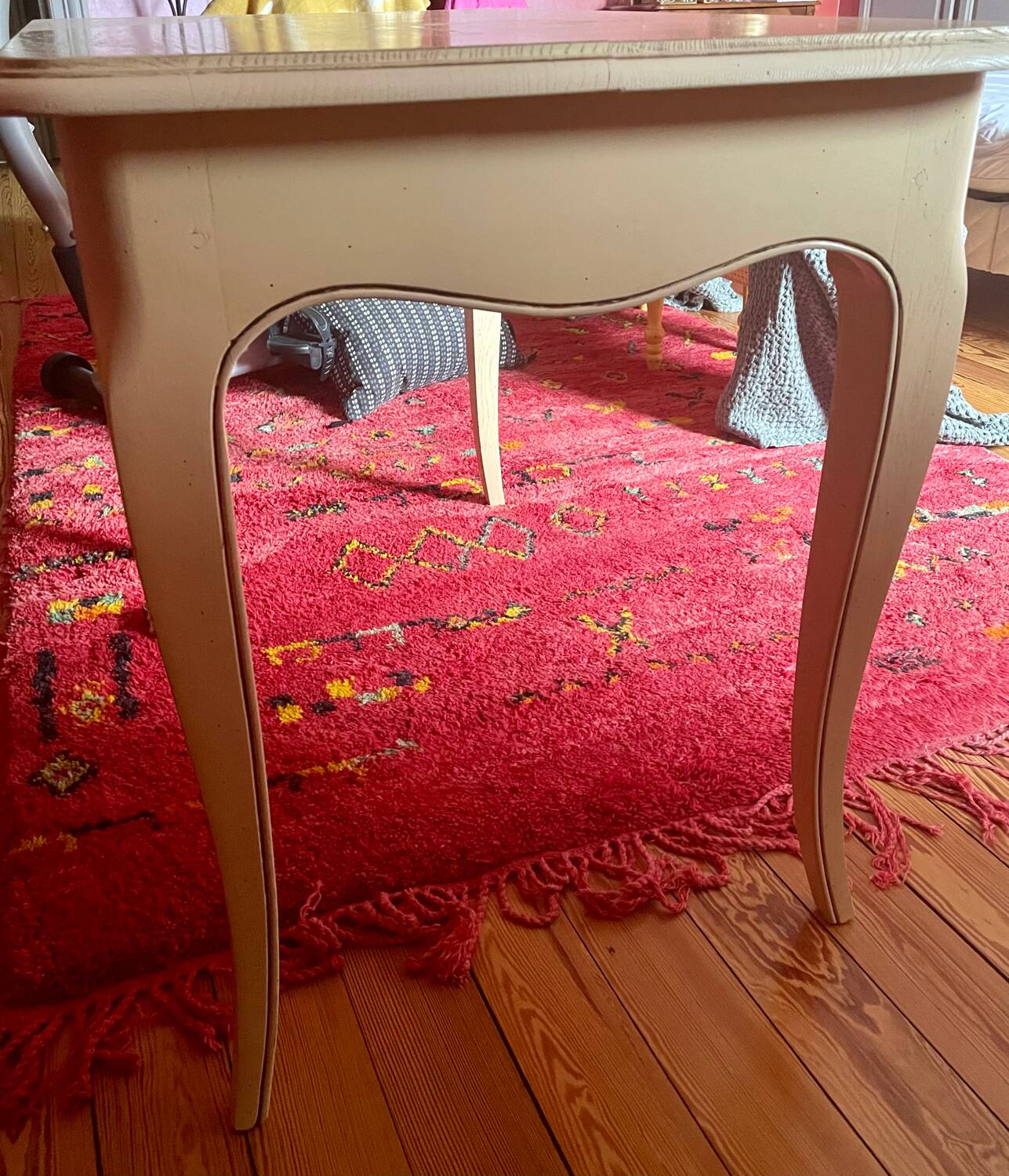 Weathered painted wood side table, TV table