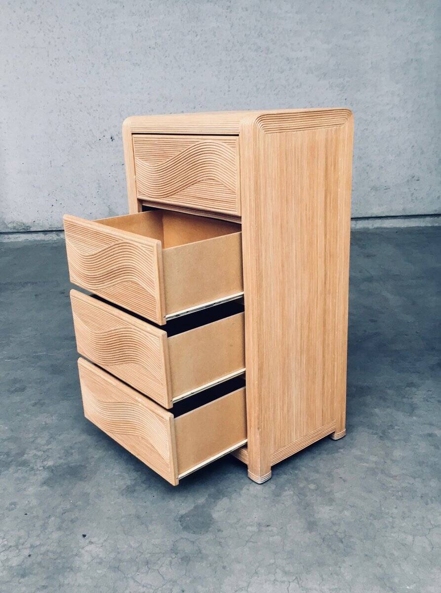 Vintage Rattan High Chest of Drawers, 1980s