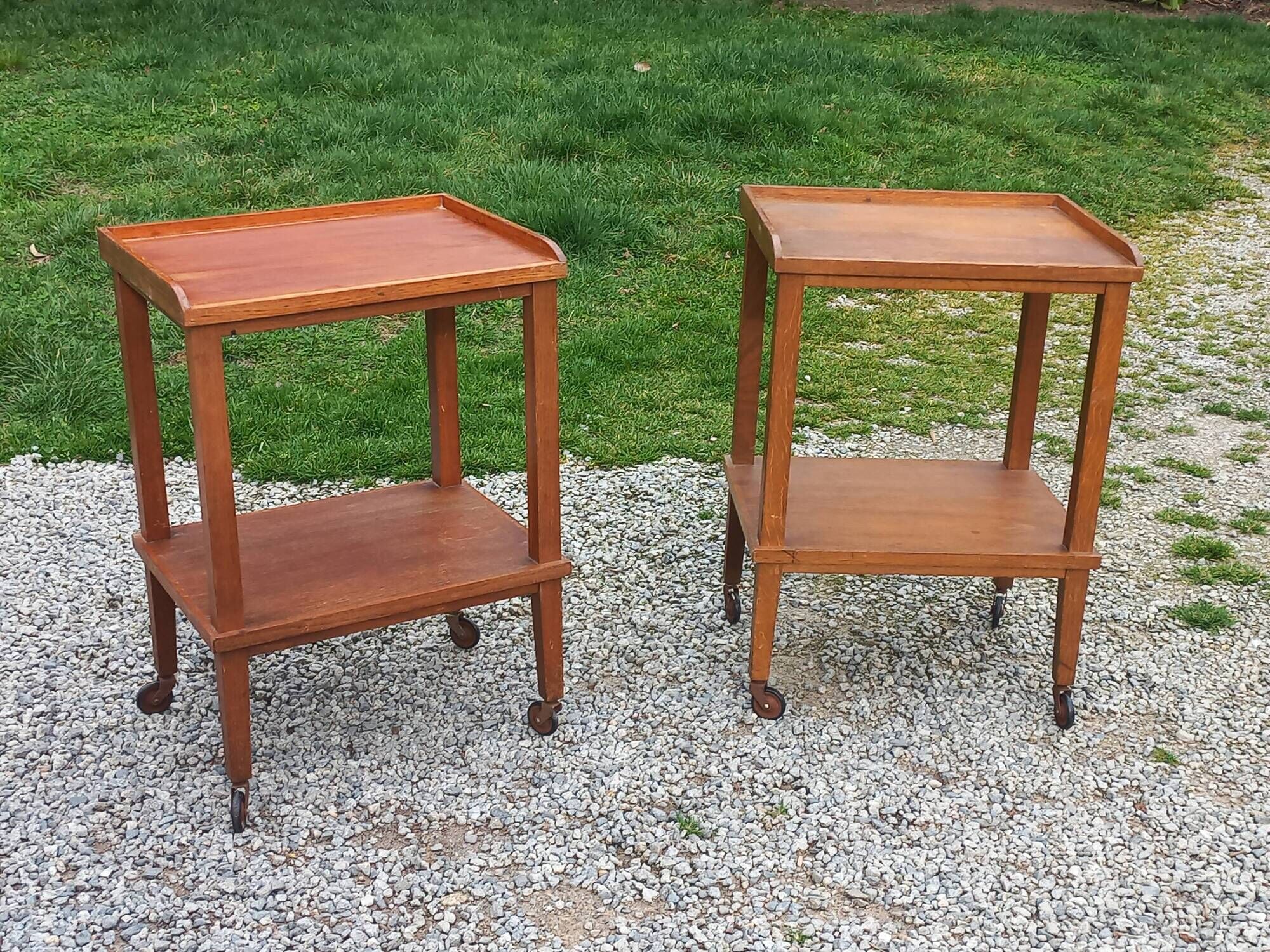 Pair of vintage 50s oak side tables