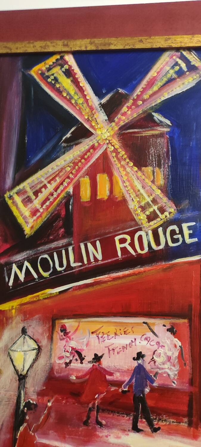 Signed painting of the Moulin Rouge
