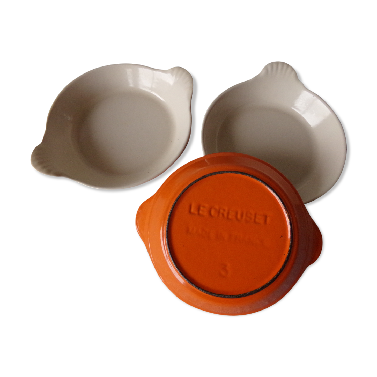 Egg dishes Le Creuset cast iron orange vintage 1970/1980